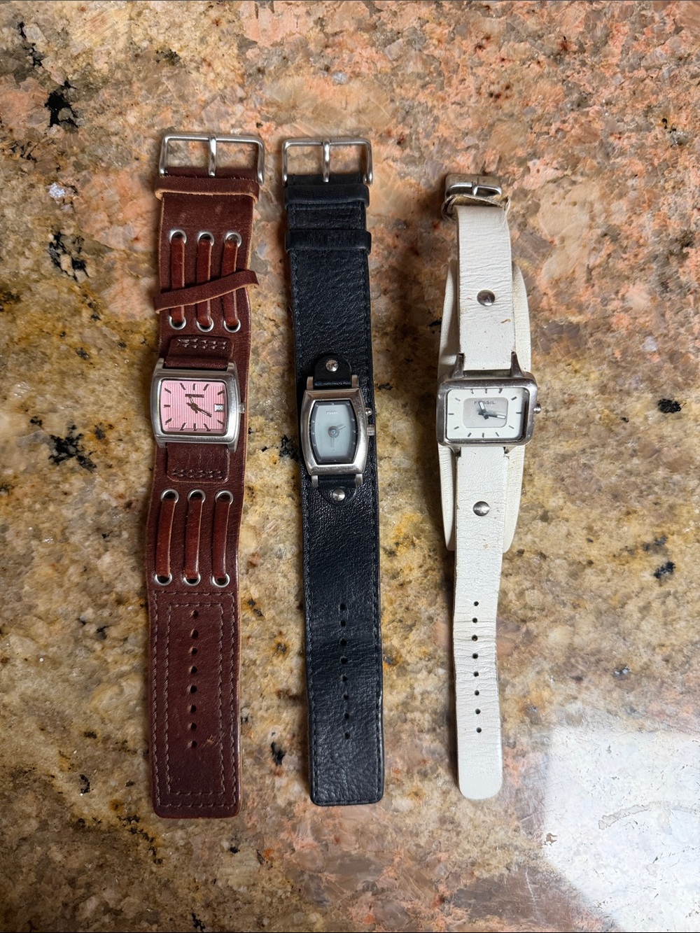 Leather strap Fossil watches  - Brown, Black, White